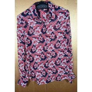 Brooks Brothers crinkle Chiffon tropical floral print blouse size 4